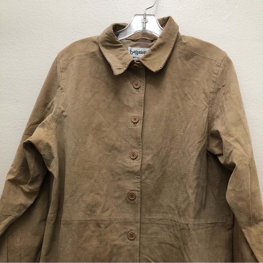 Bagatelle Leather Button Down Shirt Women's Size M Tan - Picture 3 of 12